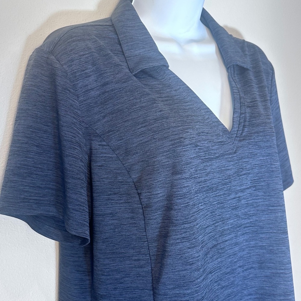 Lady Hagen Womens Polo Shirt Blue Heather V Neck Short Sleeve Size L Golf Casual - Picture 2 of 9